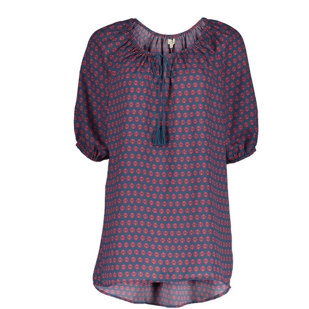 Blue & Mauve Foulard Tie-Accent Tunic